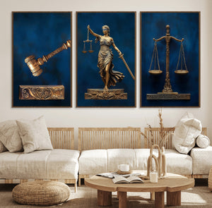 Lady Justice Wall Art Canvas Print – Elegant Gold Legal