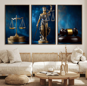 Lady Justice Wall Art Canvas Print – Elegant Gold Legal