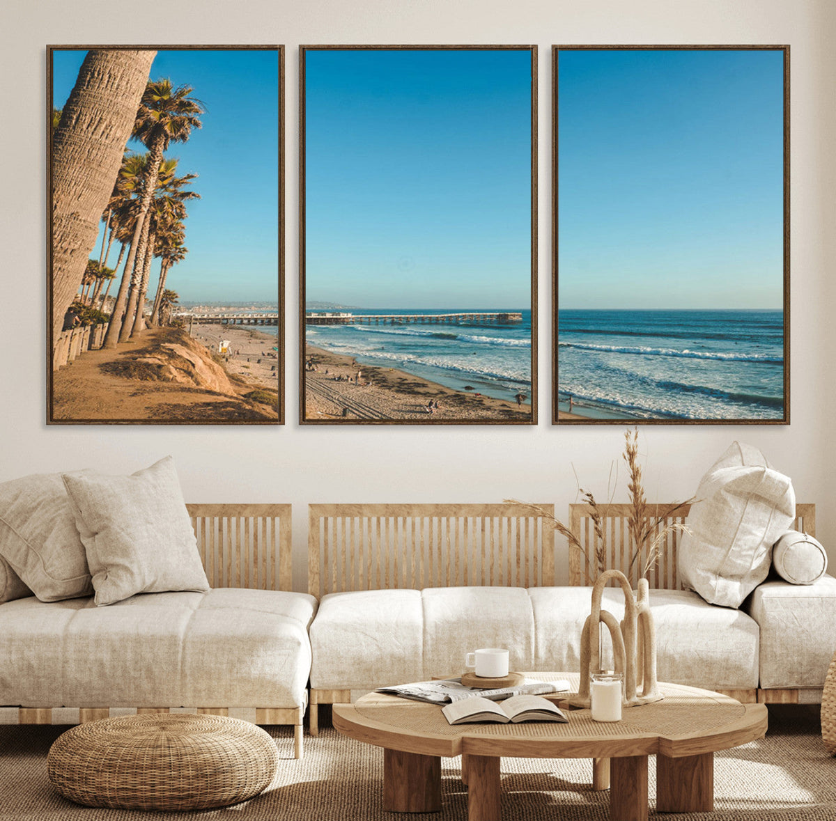 Scenic Beach Wall Art Canvas Print – Tall Palm Trees, Sandy