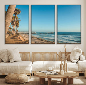 Scenic Beach Wall Art Canvas Print – Tall Palm Trees, Sandy