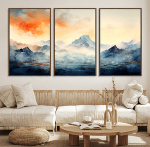 Warm Clouds Abstract Mountain Wall Art Canvas Print
