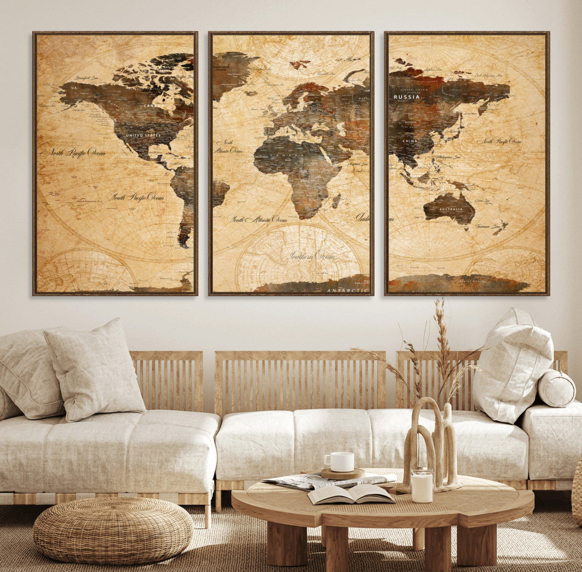 Push Pin World Map Canvas Print – Travel Tracker Wall Art