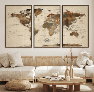 World Map Canvas Print – Framed Detailed Map of the World