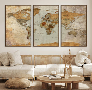 World Map Canvas Print – Detailed Map of the World Wall Art