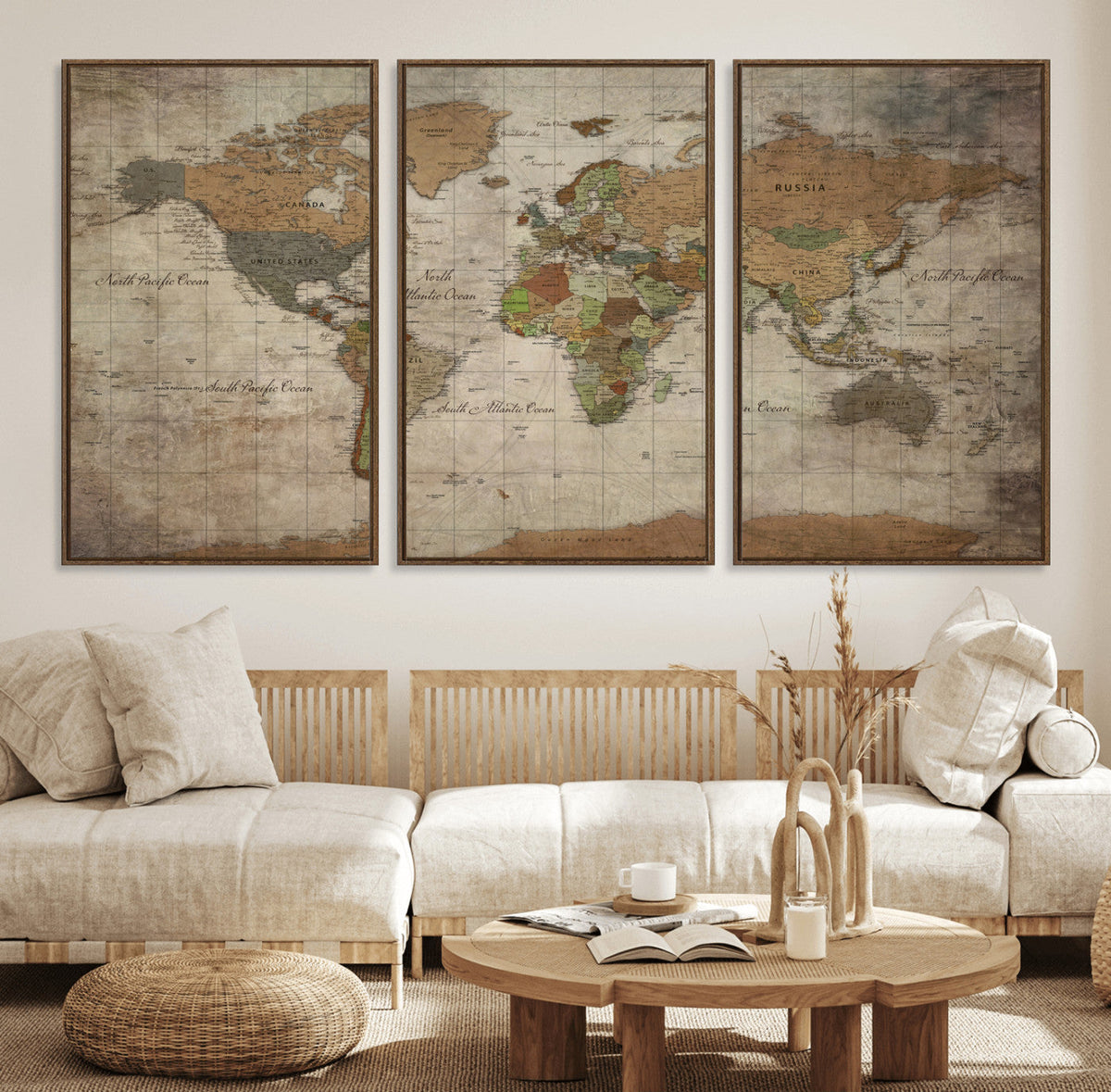 World Map Canvas Print – Framed Travel Map Wall Art for