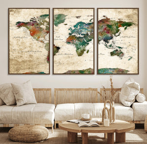 World Map Canvas Print – Framed Detailed Map of the World