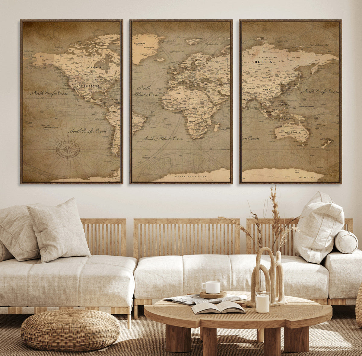 World Map Canvas Print – Framed Travel Map Wall Art for