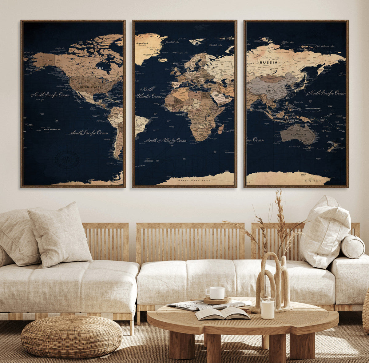 World Map Canvas Print – Detailed Map of the World Wall Art