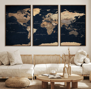 World Map Canvas Print – Detailed Map of the World Wall Art