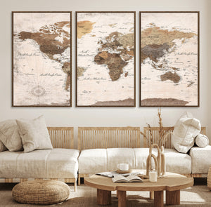 World Map Canvas Print – Framed Travel Map Wall Art for