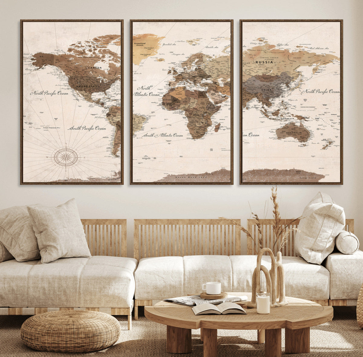 World Map Canvas Print – Framed Detailed Map of the World