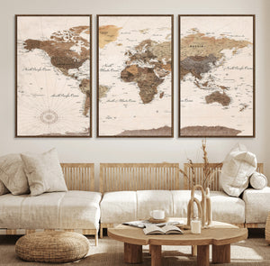World Map Canvas Print – Framed Detailed Map of the World