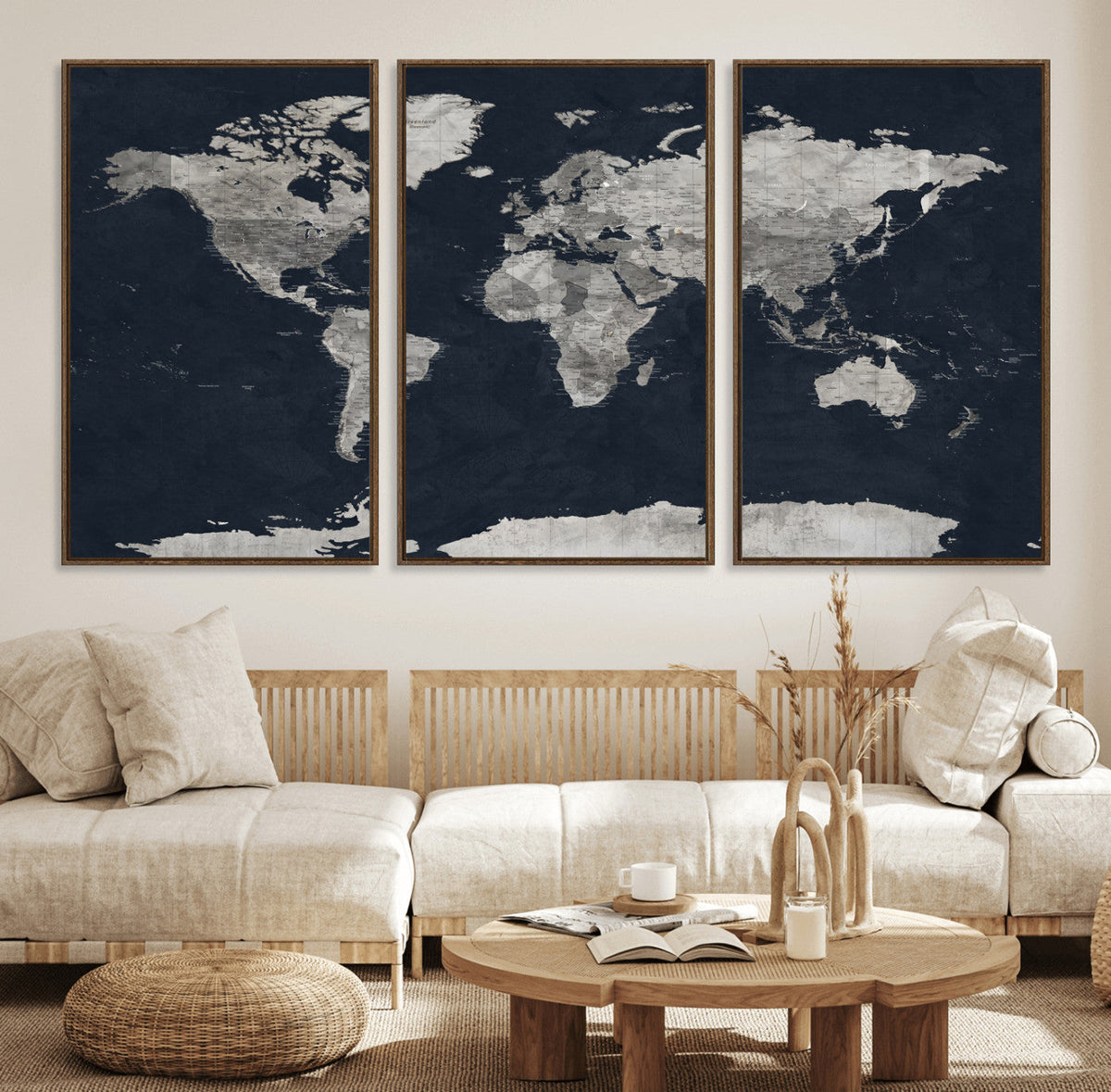 Colorful Watercolor World Map Canvas Print – Vibrant Framed