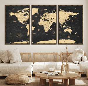 World Map Canvas Print – Detailed Map of the World Wall Art
