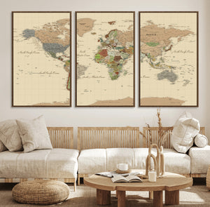 Extra Large World Map Canvas Print – Detailed Map of the