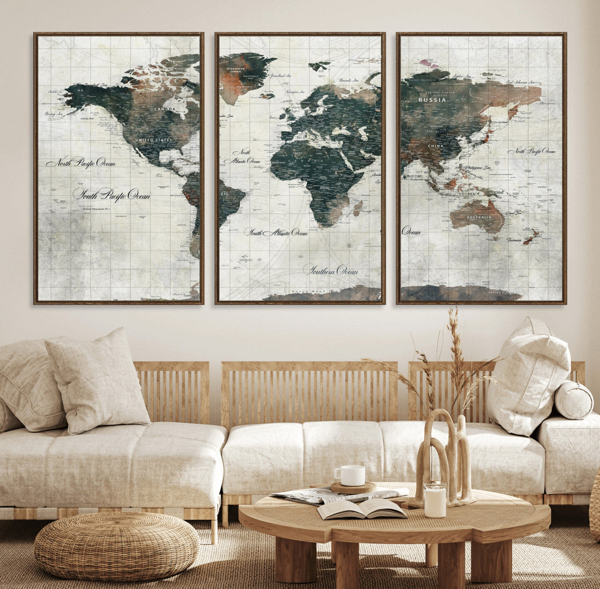World Map Canvas Print – Framed Travel Map Wall Art for