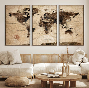World Map Wall Art Canvas Print
