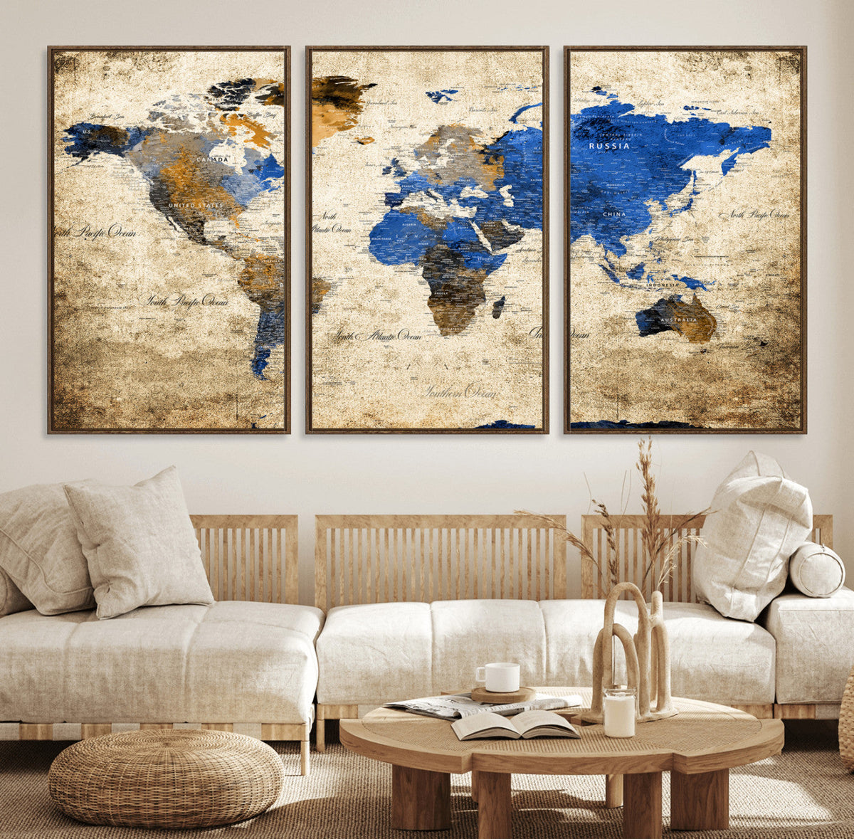 World Map Canvas Print – Colorful Abstract Travel Map,
