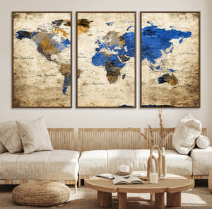 World Map Canvas Print – Colorful Abstract Travel Map,