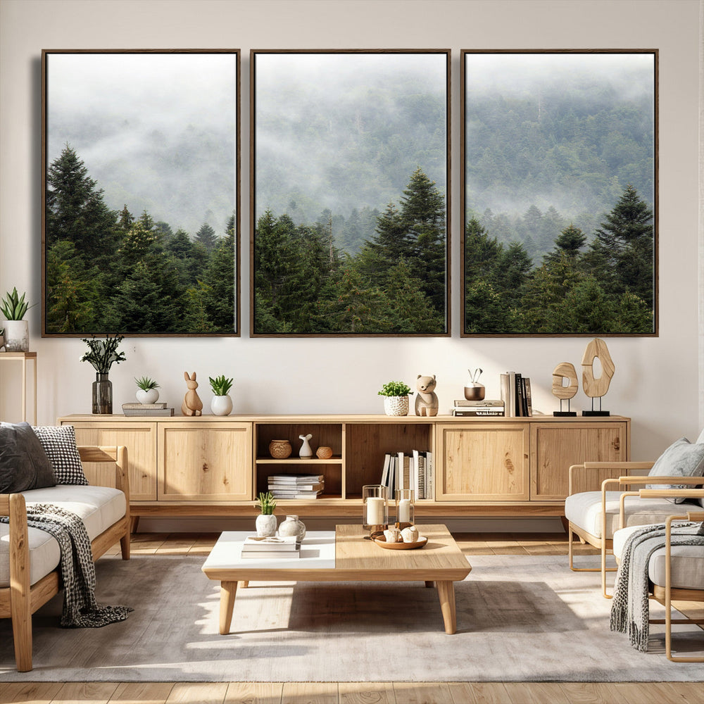 Misty Mountain Forest Wall Art Canvas Print