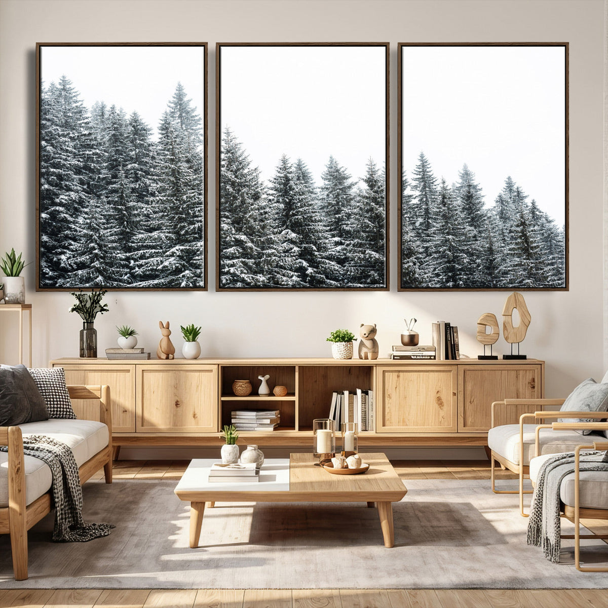 Misty Mountain Forest Canvas Print, Foggy Pine Trees Nature