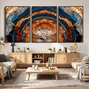 Abstract Wood Grain Canvas Print, Tree Ring Pattern Wall