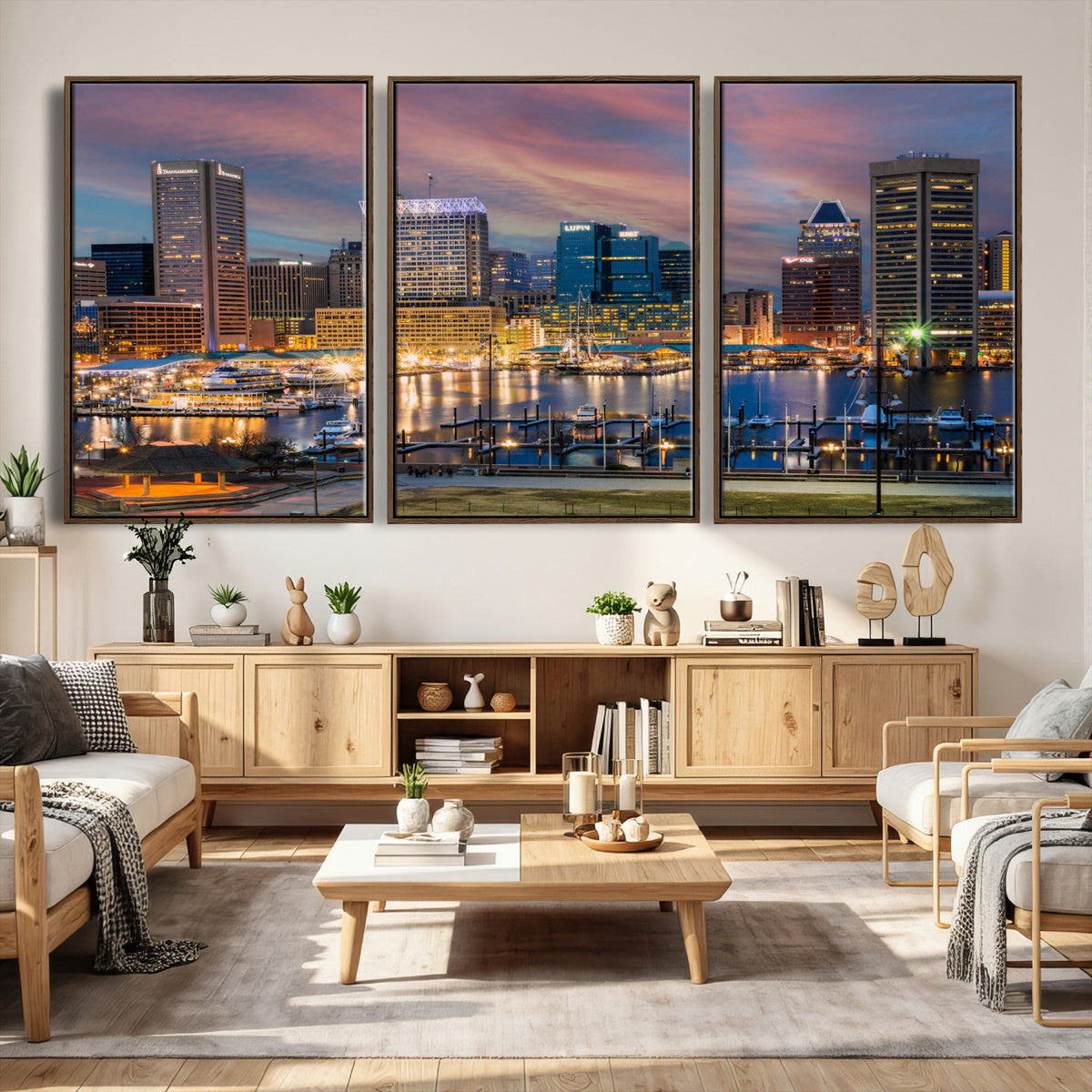 Baltimore Skyline Wall Art Canvas Print, Baltimore Downtown