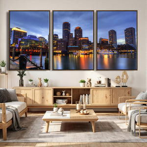 Boston Wall Art Canvas Print, Boston City Downtown Night
