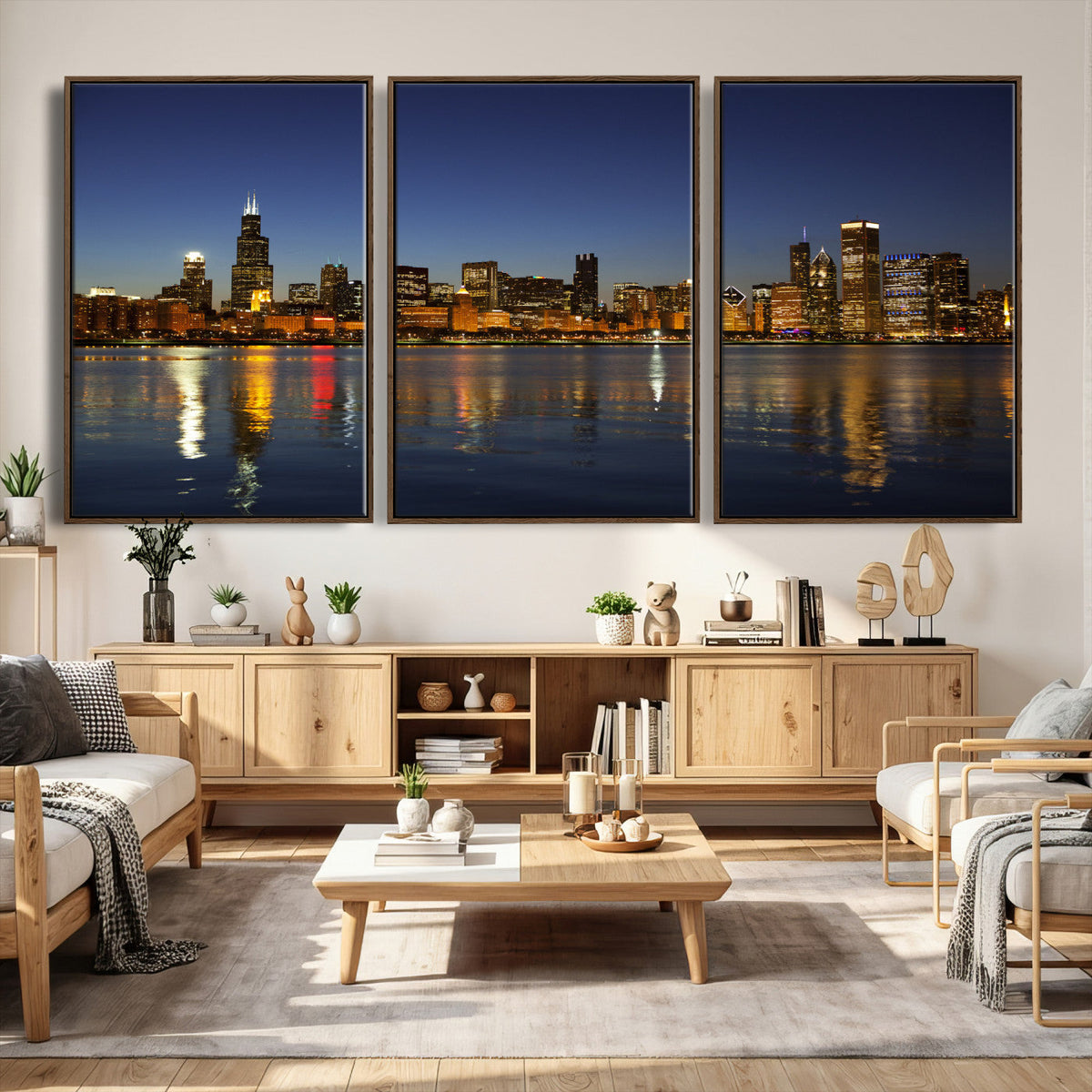 Chicago Wall Art Canvas Print - Chicago City Downtown Night