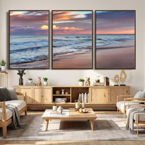Ocean Sunset Wall Art Canvas Print – Coastal Beach