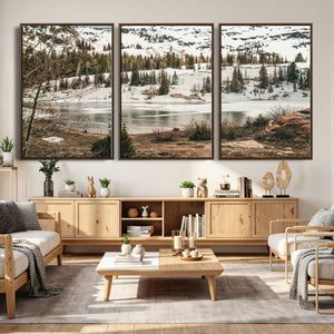 Snowy Mountain Landscape Wall Art Canvas Print, Alpine Pine