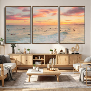 Sunset Beach Wall Art Canvas Print – Soft Coastal