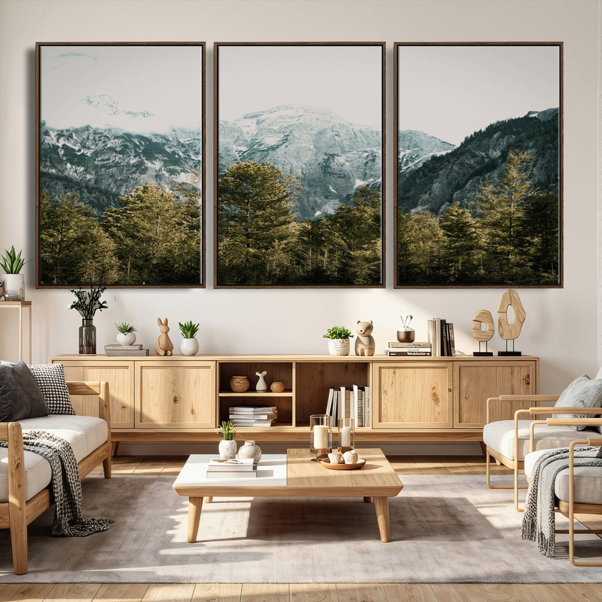 Mountain Forest Wall Art Canvas Print, Alpine Landscape
