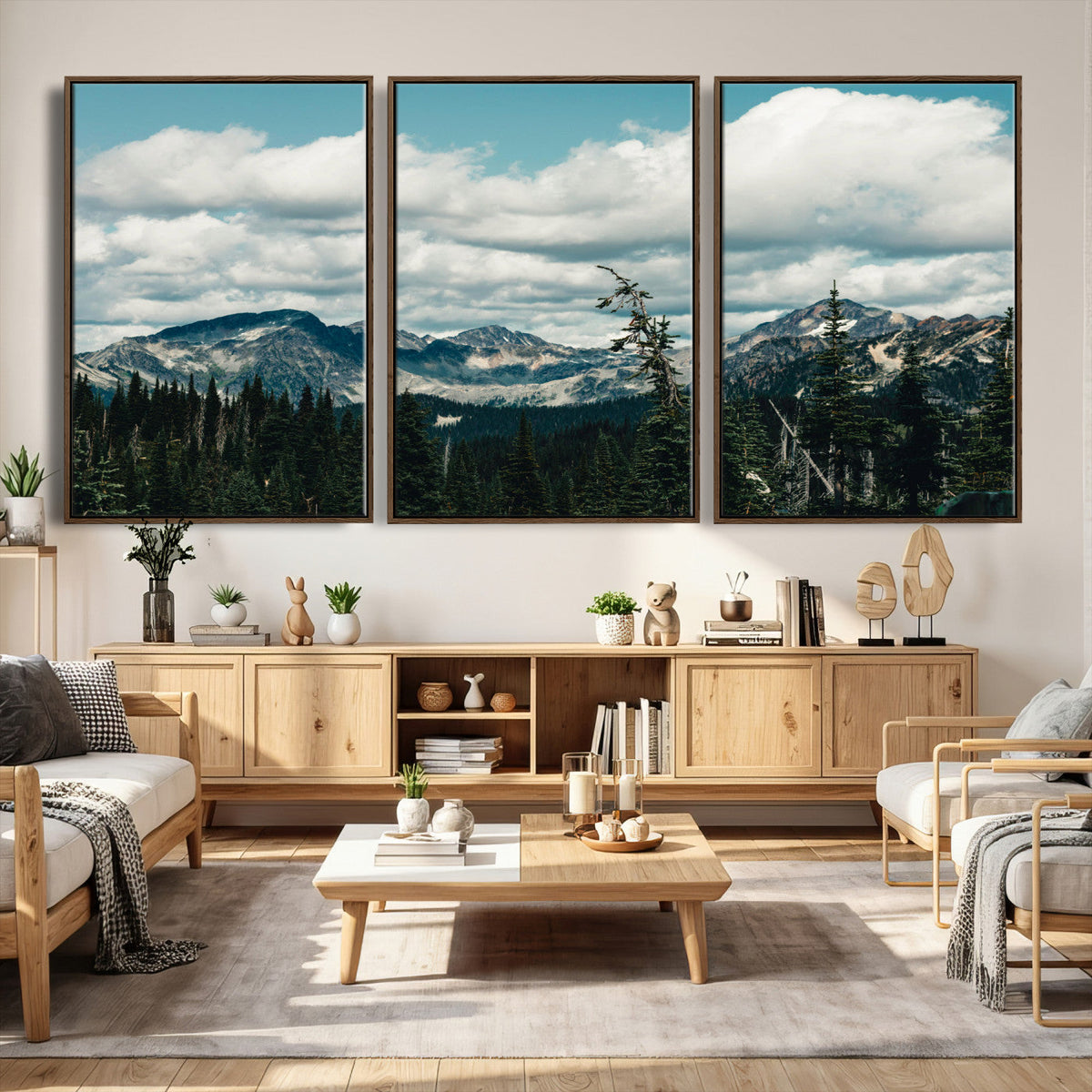 Mountain Forest Wall Art Canvas Print, Alpine Pine Tree