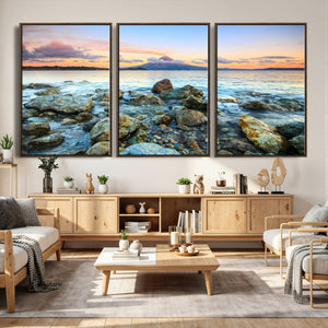 Mayon Volcano Seascape Wall Art Canvas Print, Tropical Ocean