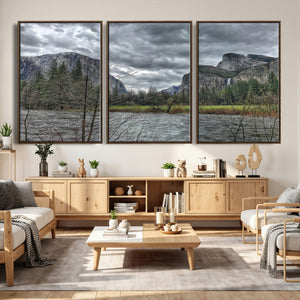 Yosemite Valley River Wall Art Canvas Print, Granite Cliffs