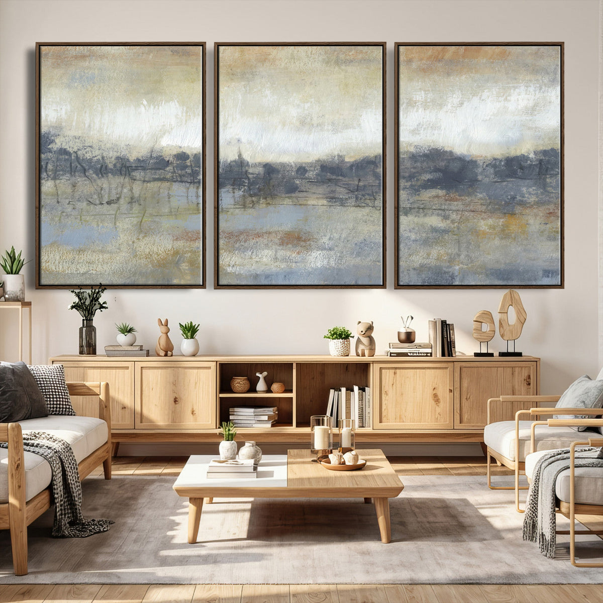 Abstract Neutral Landscape Painting Wall Art