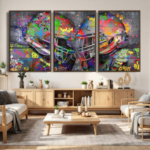 Graffiti Football Helmets Wall Art Canvas Print, Urban