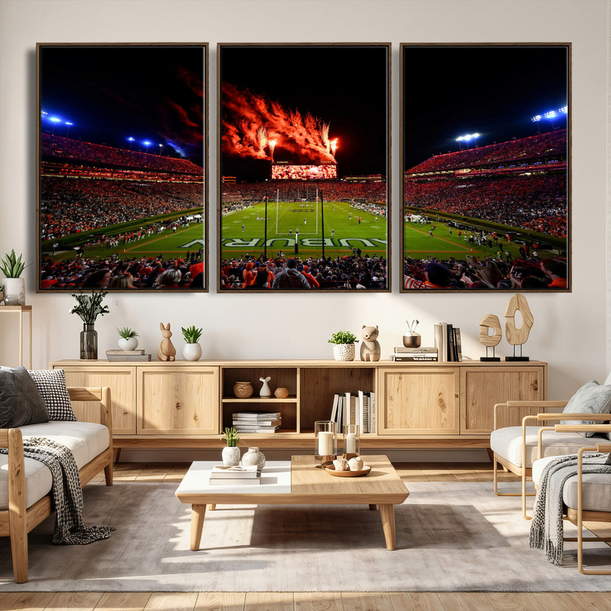 Auburn Stadium Wall Art Canvas Print, College Football Night