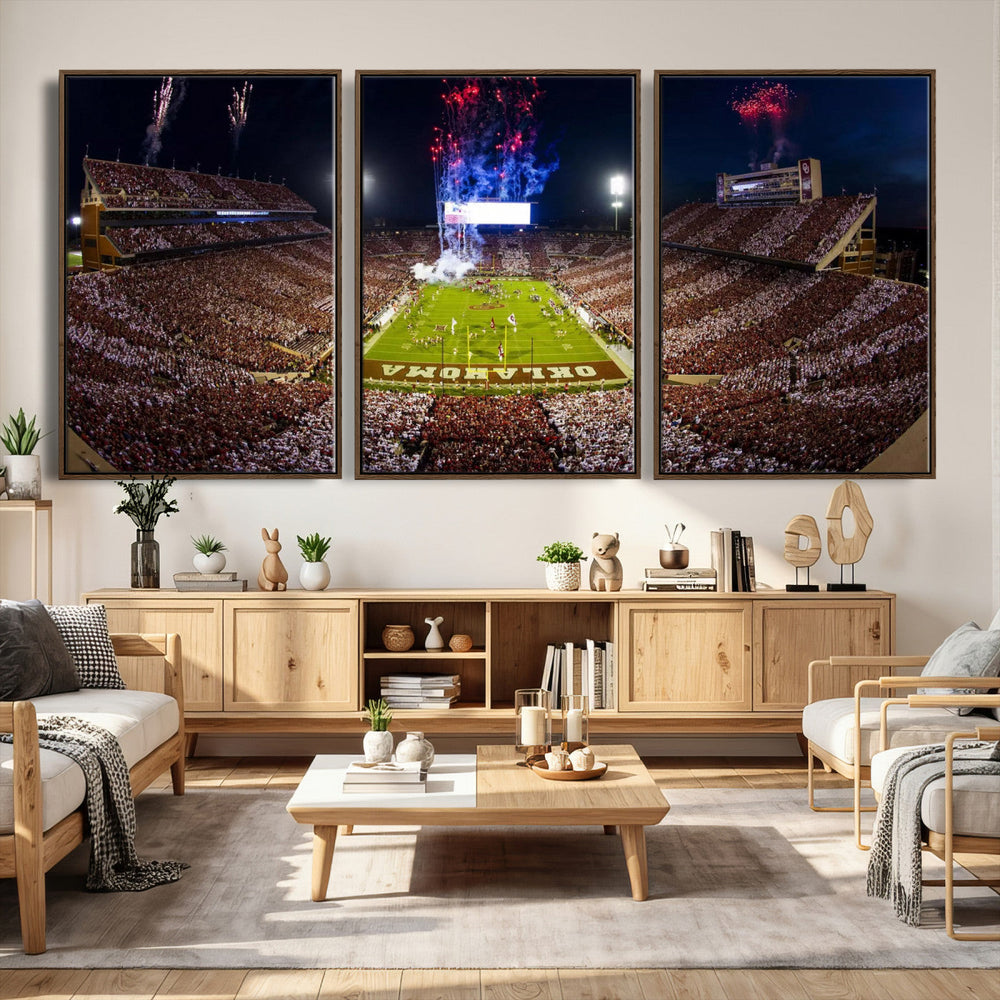 Oklahoma Memorial Stadium Wall Art Canvas Print – Oklahoma