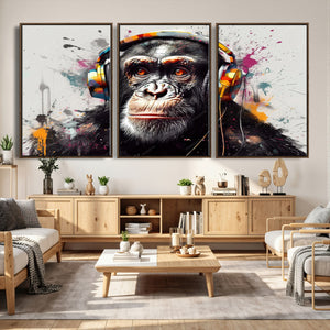 Dj Monkey Wall Art Canvas Print – Colorful Pop Art Banksy