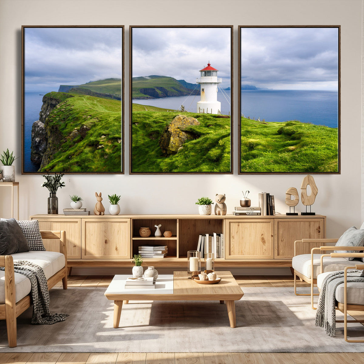 Cliffside Lighthouse Wall Art Canvas Print – Coastal