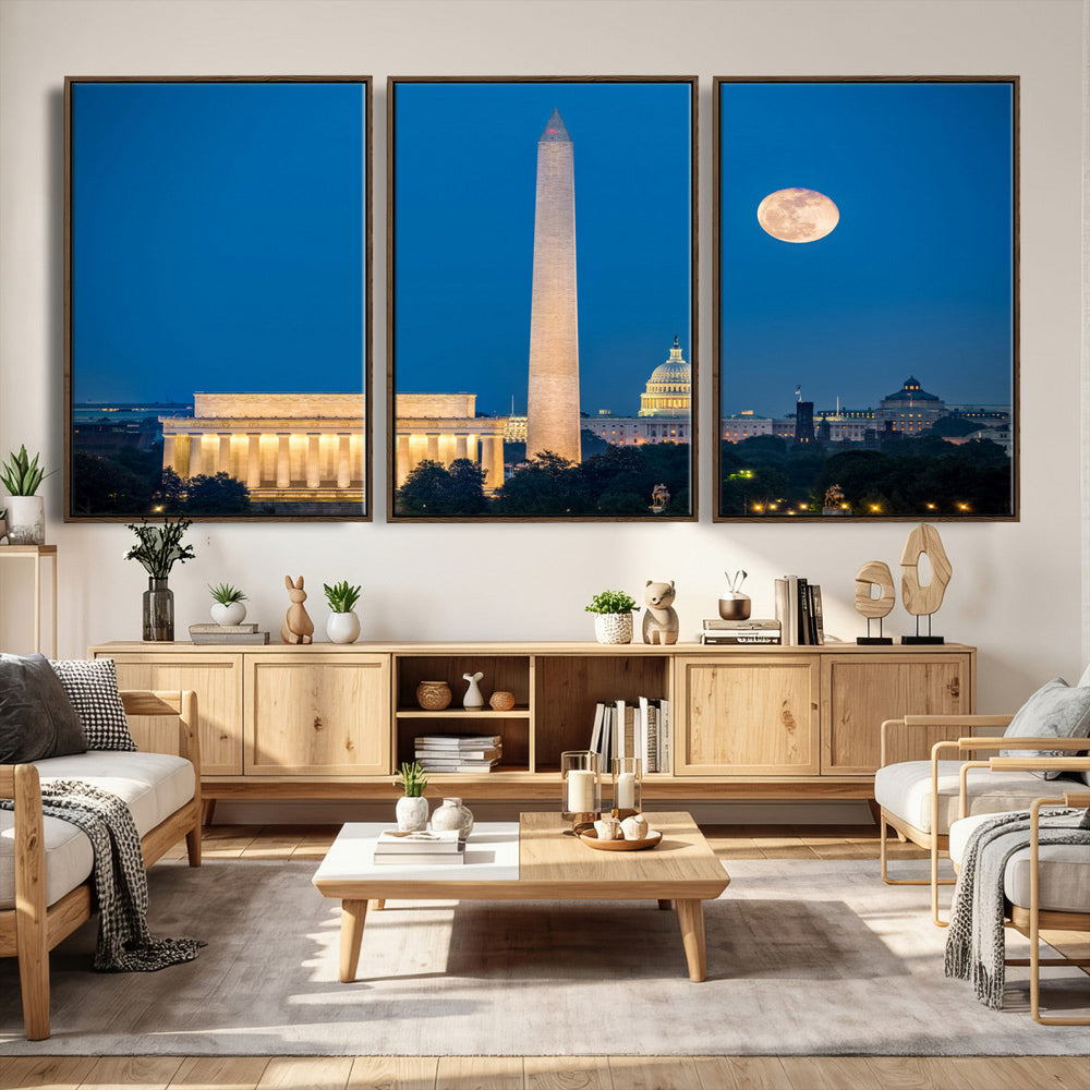Washington DC Skyline Wall Art Canvas Print – Lincoln