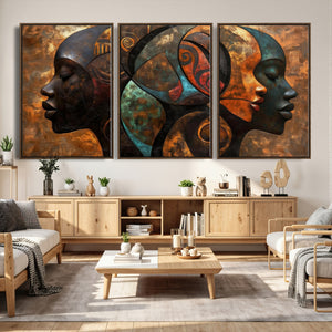Abstract Afro American Women Wall Art Canvas Print
