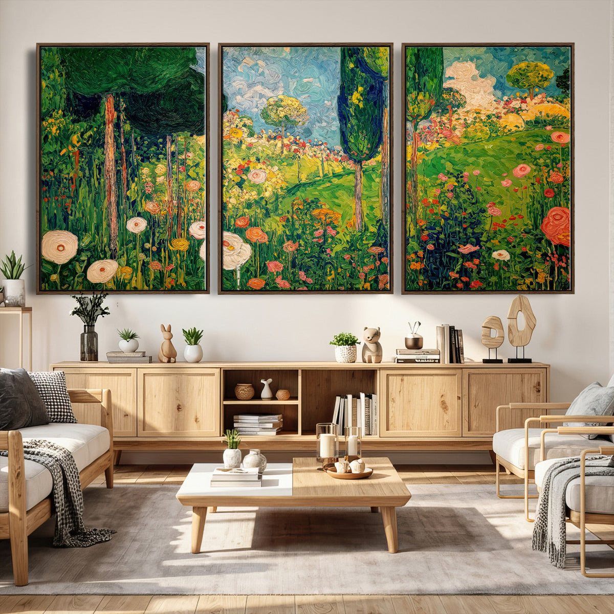 Gustav Klimt Boho Mountain Landscape Large Wall Art,