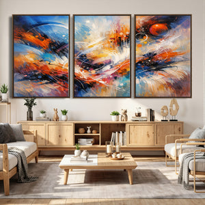 Lyrical Abstraction Wall Art Canvas Print, Orange Blue