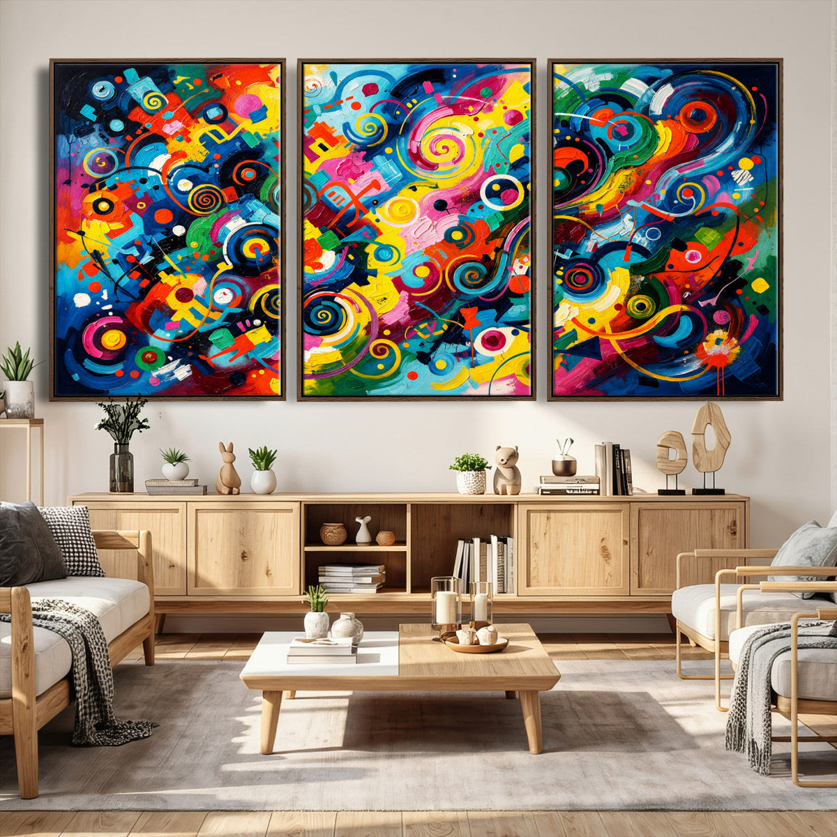 Geometric Abstract Wall Art Canvas Print, Bold Color