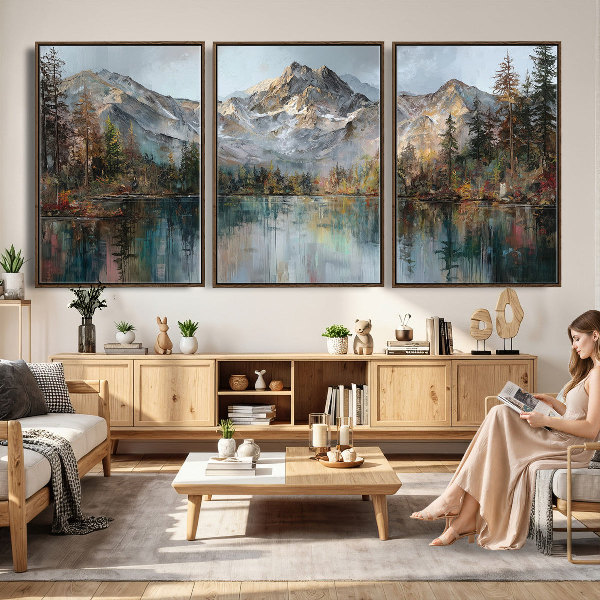 Drip Style Forest Lake Gold Art — Abstract Expressionist