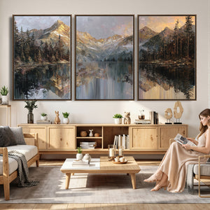 Drip Style Forest Lake Gold Art — Abstract Expressionist