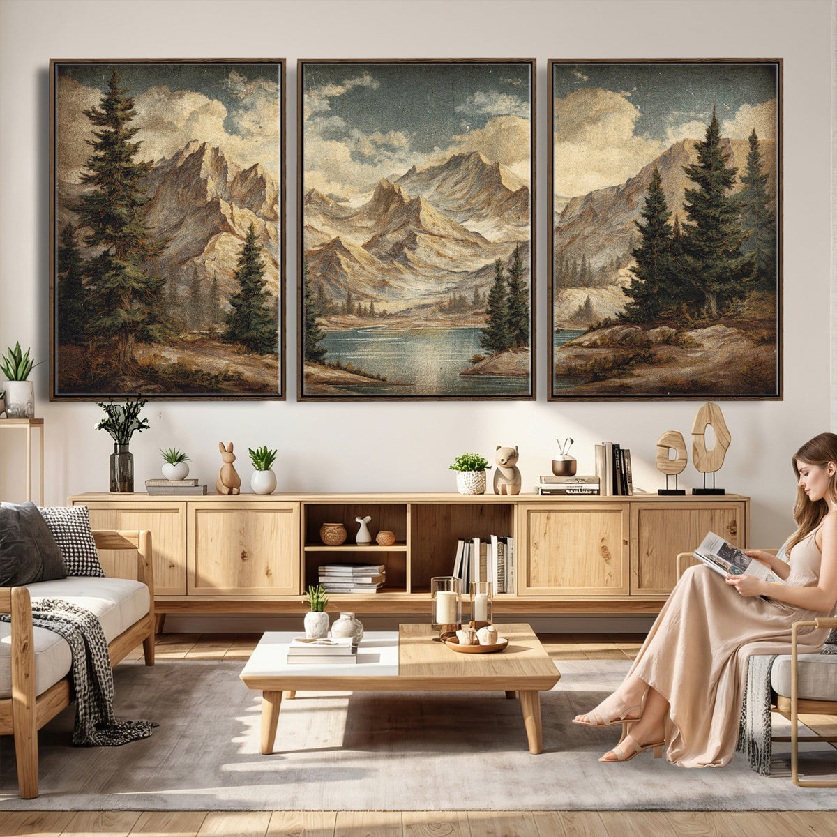 Drip Style Forest Lake Gold Art — Abstract Expressionist